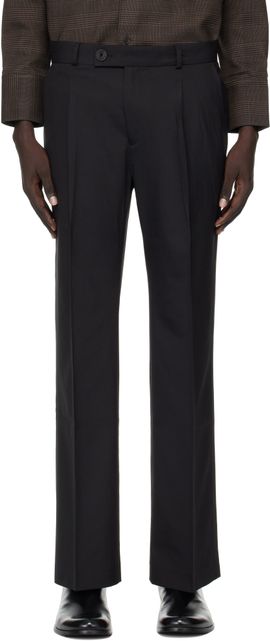 Ernest W. Baker Ernest W. Baker Black Pleated Straight Fit Trousers