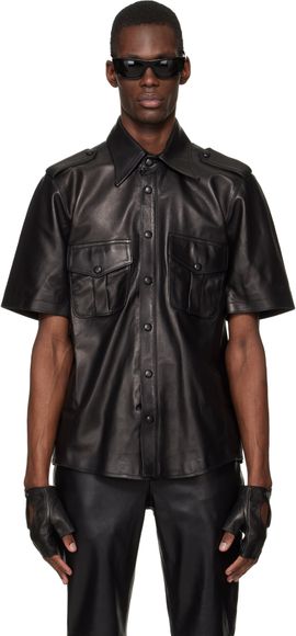 Ernest W. Baker Ernest W. Baker Black Short Sleeve Leather Shirt