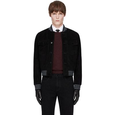 Ernest W. Baker Ernest W. Baker Black Suede Varsity Jacket