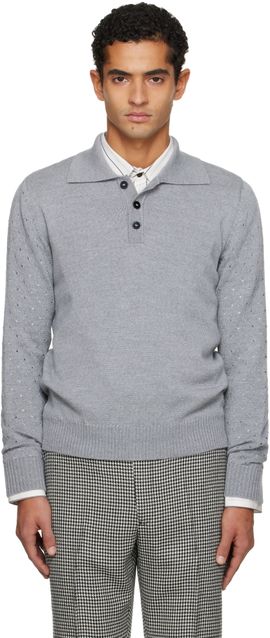 Ernest W. Baker Ernest W. Baker Gray Polka-Dot Polo