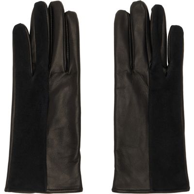 Ernest W. Baker Ernest W. Baker SSENSE Exclusive Black Half Suede & Leather Gloves