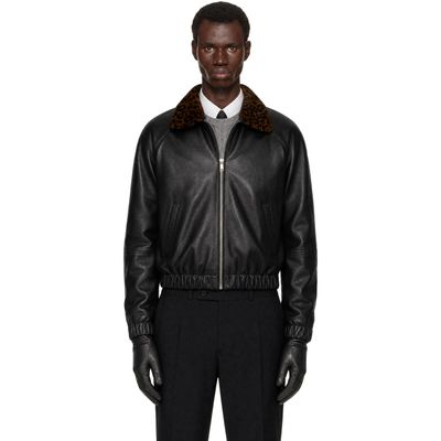 Ernest W. Baker Ernest W. Baker SSENSE Exclusive Black Leather Harrington Jacket