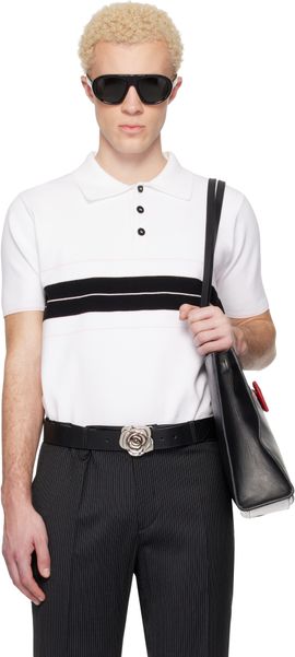 Ernest W. Baker Ernest W. Baker White & Black Striped Polo