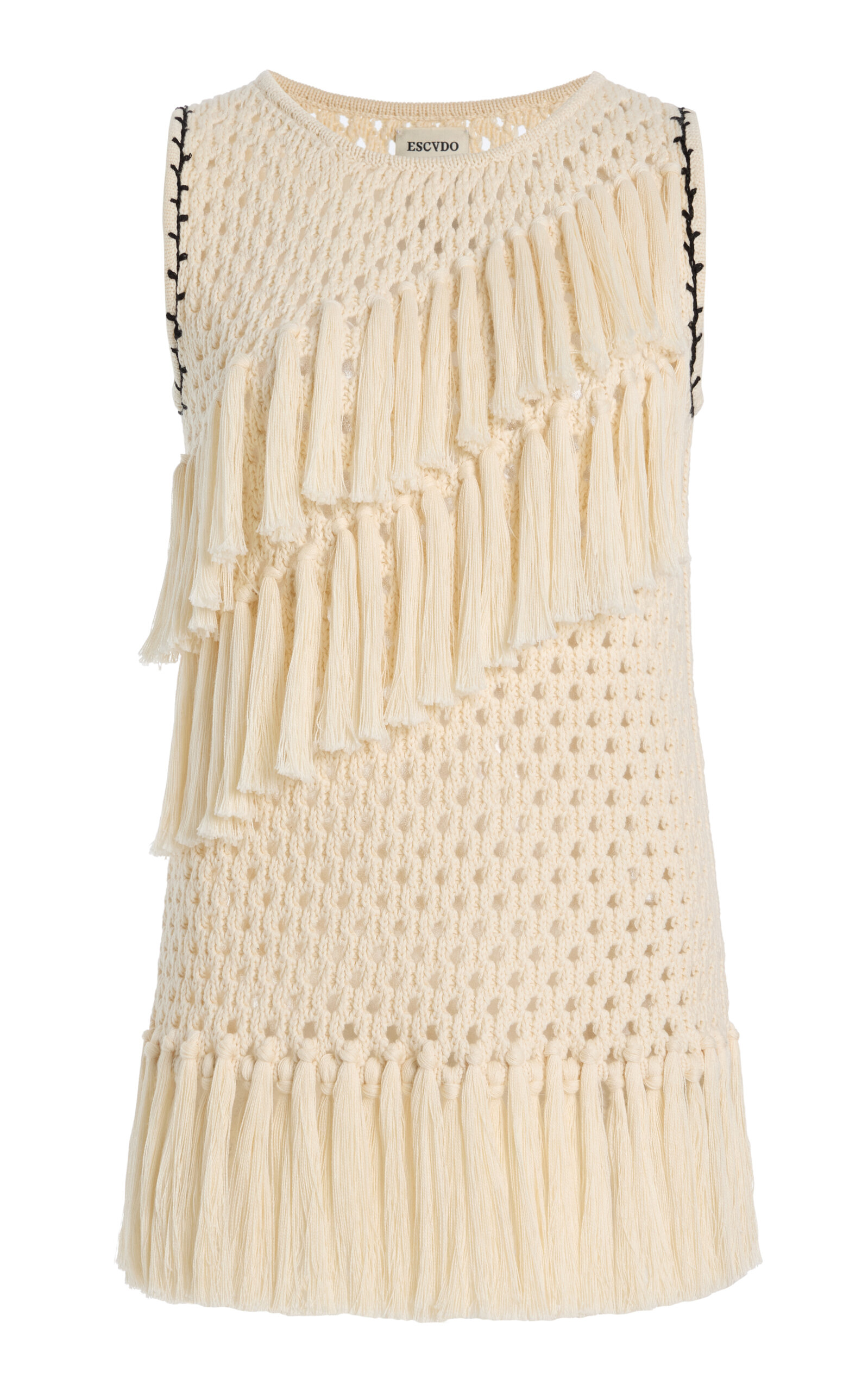 ESCVDO ESCVDO Exclusive Espina Fringed Crocheted Cotton Top
