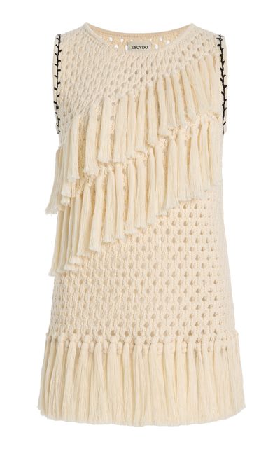 ESCVDO ESCVDO Exclusive Espina Fringed Crocheted Cotton Top