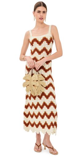 ESCVDO ESCVDO Marea Crochet Maxi Dress Ivory/Tobacco