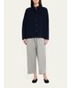 Eskandar 3/4 Width High Neck Cardigan- Mid Length - 2