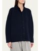 Eskandar 3/4 Width High Neck Cardigan- Mid Length - 4