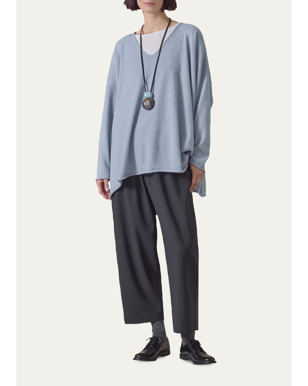 Eskandar A-Line V-Neck Sweater - Long Length