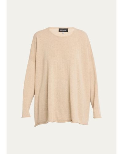 Eskandar Cashmere A-Line Bateau Neck Sweater - Long