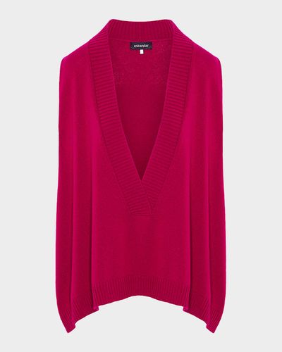 Eskandar Cashmere A-Line Sleeveless Deep V-Neck Sweater