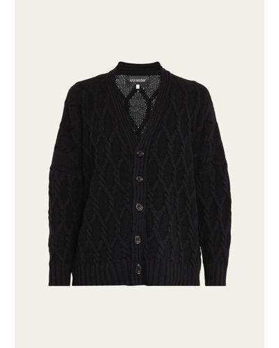 Eskandar Cashmere V-Neck Cardigan - Mid Plus length