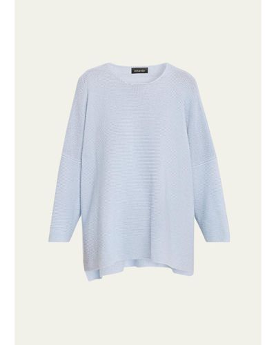 Eskandar Linen-Cotton Bateau Neck Sweater - Mid Plus Length