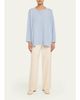 Eskandar Linen-Cotton Bateau Neck Sweater - Mid Plus Length - 2
