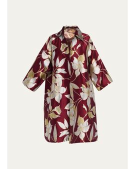 Eskandar Sloped Shoulder Wide A-Line Open Jacket With Collar - 3/4 Length