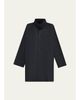 Eskandar Smaller Front Larger Back High Neck Raincoat With Button Away Hood - Long Plus Length - 1