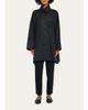 Eskandar Smaller Front Larger Back High Neck Raincoat With Button Away Hood - Long Plus Length - 2