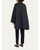 Eskandar Smaller Front Larger Back High Neck Raincoat With Button Away Hood - Long Plus Length - 3