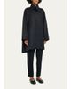Eskandar Smaller Front Larger Back High Neck Raincoat With Button Away Hood - Long Plus Length - 4
