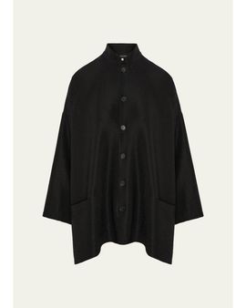 Eskandar Wide A-Line Mandarin Jacket - Long Length