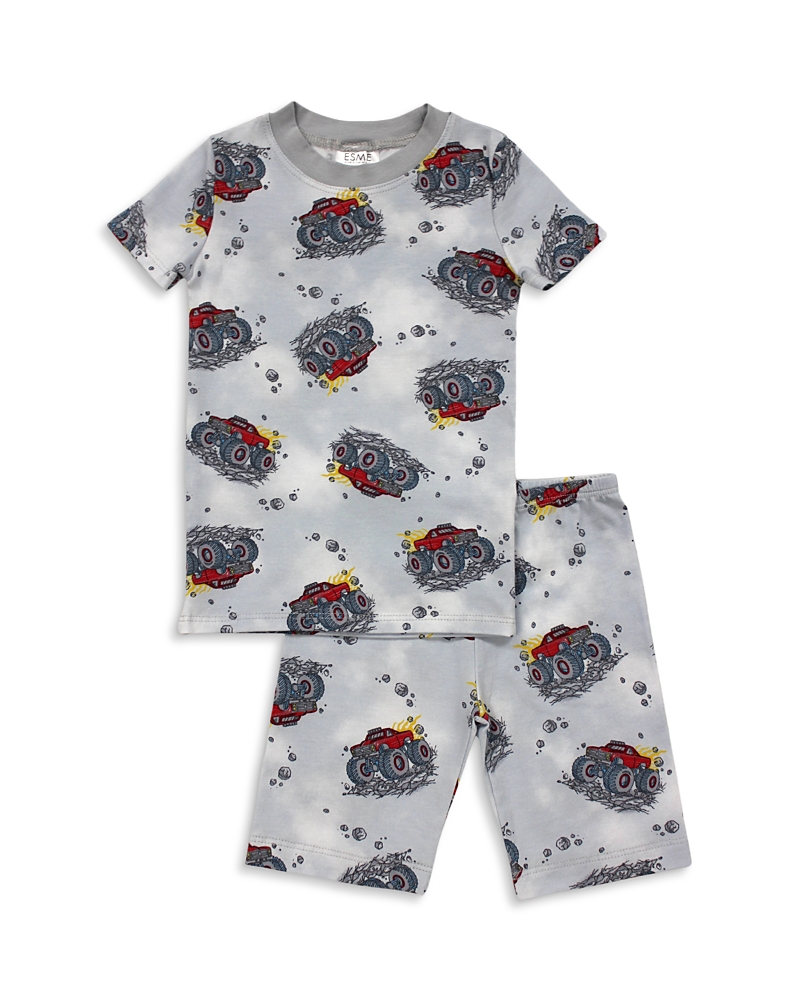 Esme Esme Boys' Monster Truck Print Short Sleeved Top & Shorts Pajama Set