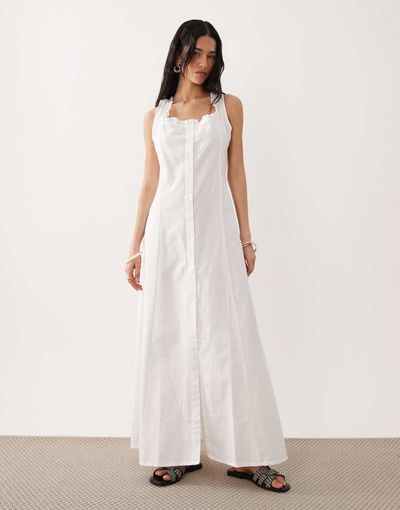 Esmée Esmée button down beach maxi dress in white