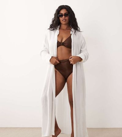 Esmée Esmée Curve maxi beach shirt summer dress in white