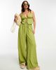 Esmée Esmée Exclusive beach textured tie front top in green - part of a set - 3