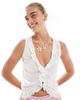 Esmée Esmée Exclusive beach top with frill neckline detail in white - 1