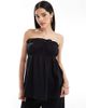 Esmée Esmée Exclusive ruched bandeau linen mix top in black - 1