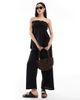 Esmée Esmée Exclusive ruched bandeau linen mix top in black - 3