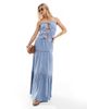 Esmée Esmée Exclusive tie front tiered beach crop top in blue - 3