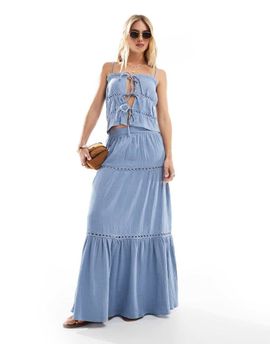 Esmée Esmée Exclusive tiered maxi beach skirt in blue