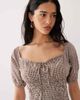 Esmée Esmée puff sleeve tie front beach maxi dress in brown & cream gingham - 2
