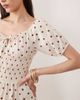 Esmée Esmée puff sleeve tie front maxi beach dress in cream & brown polka dot-White - 3