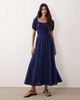 Esmée Esmée puff sleeve tie front maxi beach dress in navy - 1