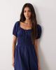 Esmée Esmée puff sleeve tie front maxi beach dress in navy - 2