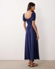 Esmée Esmée puff sleeve tie front maxi beach dress in navy - 4