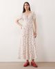 Esmée Esmée puff sleeve tie front maxi beach dress in red ditsy floral-Multi - 1