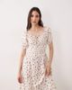 Esmée Esmée puff sleeve tie front maxi beach dress in red ditsy floral-Multi - 2