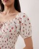 Esmée Esmée puff sleeve tie front maxi beach dress in red ditsy floral-Multi - 4