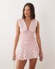 Esmée Esmée shirred mini beach dress in pink & red polka dots - 3