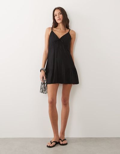 Esmée Esmée strappy mini beach dress in black