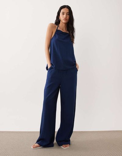 Esmée Esmée tie front beach pants in navy