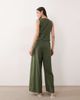 Esmée Esmée tie front beach pants with cream scallop trim in olive - part of a set-Green - 3