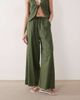 Esmée Esmée tie front beach pants with cream scallop trim in olive - part of a set-Green - 4