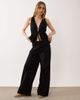 Esmée Esmée tie front textured detail beach pants in black - 1