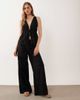Esmée Esmée tie front textured detail beach top in black - 2