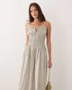 Esmée Esmée tie strap shirred beach maxi dress in beige & white stripes-pink - 3