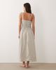 Esmée Esmée tie strap shirred beach maxi dress in beige & white stripes-pink - 4